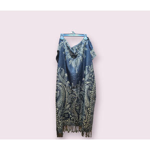 Women's Banjara Stole Shawl Scarf OS Black & Gold (NEW)